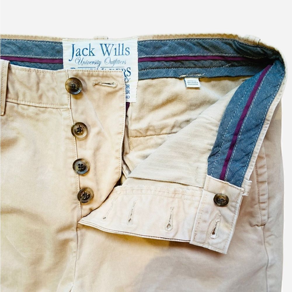 Men’s Jack Wills 100% cotton button fly straight leg chinos flap pockets 30R - Picture 6 of 9